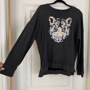 Gray sweatshirt with sequin Tiger